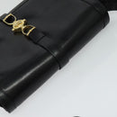 CELINE Shoulder Bag Leather Black Gold Auth mr1261-6