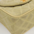 CHANEL Matelasse Chain Shoulder Bag Suede Light Yellow CC Auth mr1272-9