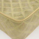 CHANEL Matelasse Chain Shoulder Bag Suede Light Yellow CC Auth mr1272-15