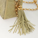 CHANEL Matelasse Chain Shoulder Bag Suede Light Yellow CC Auth mr1272-10