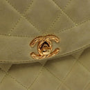 CHANEL Matelasse Chain Shoulder Bag Suede Light Yellow CC Auth mr1272-17