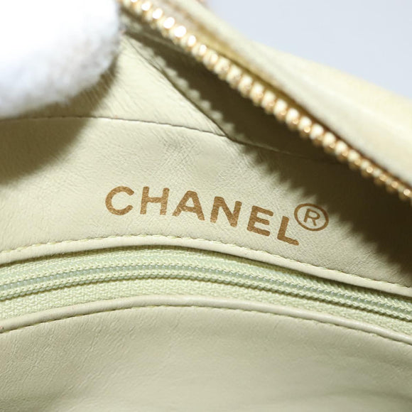 CHANEL Matelasse Chain Shoulder Bag Suede Light Yellow CC Auth mr1272
