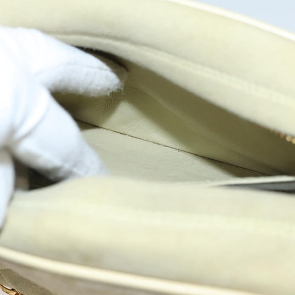 CHANEL Matelasse Chain Shoulder Bag Suede Light Yellow CC Auth mr1272