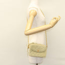 CHANEL Matelasse Chain Shoulder Bag Suede Light Yellow CC Auth mr1272-25