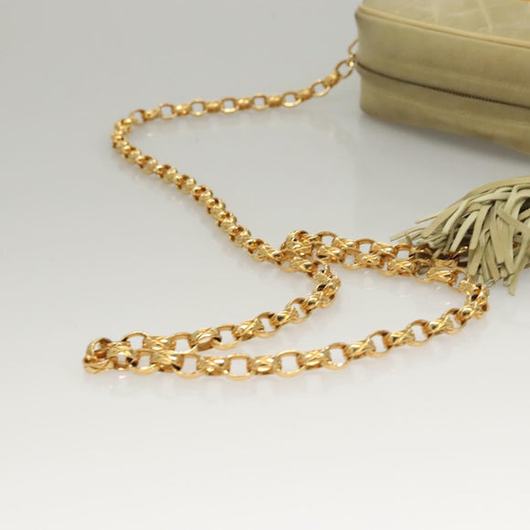 CHANEL Matelasse Chain Shoulder Bag Suede Light Yellow CC Auth mr1272