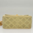 CHANEL Matelasse Chain Shoulder Bag Suede Light Yellow CC Auth mr1272-5