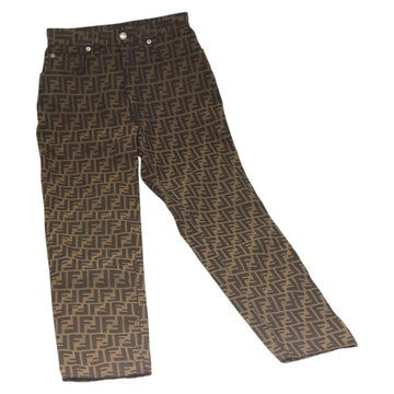 FENDI Zucca Canvas Pants 42 Black Brown Auth mr1285