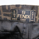 FENDI Zucca Canvas Pants 42 Black Brown Auth mr1285-12