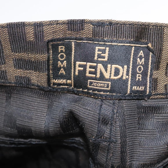 FENDI Zucca Canvas Pants 42 Black Brown Auth mr1285