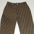 FENDI Zucca Canvas Pants 42 Black Brown Auth mr1285-3