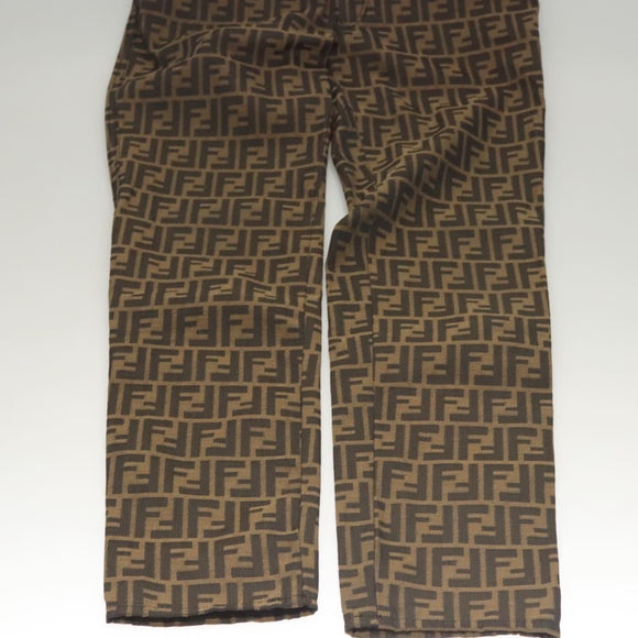 FENDI Zucca Canvas Pants 42 Black Brown Auth mr1285
