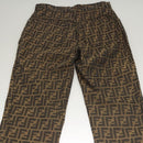 FENDI Zucca Canvas Pants 42 Black Brown Auth mr1285-5