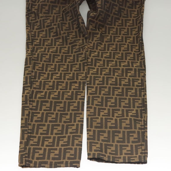 FENDI Zucca Canvas Pants 42 Black Brown Auth mr1285