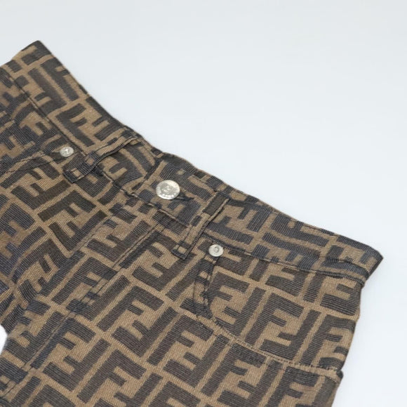 FENDI Zucca Canvas Pants 42 Black Brown Auth mr1285