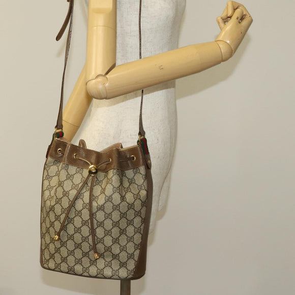 GUCCI GG Supreme Sherry Line Shoulder Bag PVC Beige Gold 72 02 034 Auth mr1290