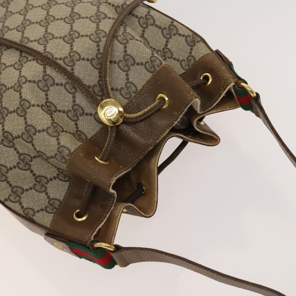 GUCCI GG Supreme Sherry Line Shoulder Bag PVC Beige Gold 72 02 034 Auth mr1290