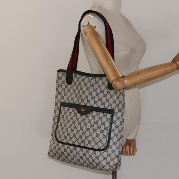 GUCCI GG Supreme Sherry Line Tote Bag PVC Navy 39 02 003 Auth mr1292