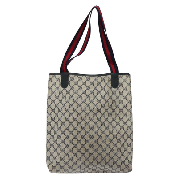 GUCCI GG Supreme Sherry Line Tote Bag PVC Navy 39 02 003 Auth mr1292