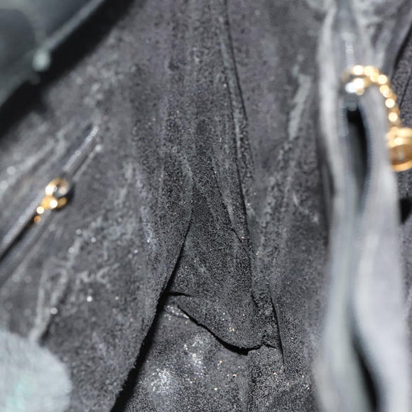 GUCCI Bamboo Hand Bag Suede Black Gold 002 2853 0260 0 Auth mr1295