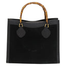 GUCCI Bamboo Hand Bag Suede Black Gold 002 2853 0260 0 Auth mr1295-13