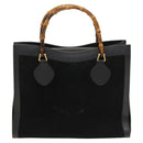 GUCCI Bamboo Hand Bag Suede Black Gold 002 2853 0260 0 Auth mr1295-2