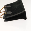 GUCCI Bamboo Hand Bag Suede Black Gold 002 2853 0260 0 Auth mr1295-4
