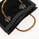 GUCCI Bamboo Hand Bag Suede Black Gold 002 2853 0260 0 Auth mr1295-6