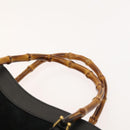 GUCCI Bamboo Hand Bag Suede Black Gold 002 2853 0260 0 Auth mr1295-8