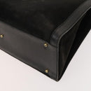 GUCCI Bamboo Hand Bag Suede Black Gold Auth mr1297-9