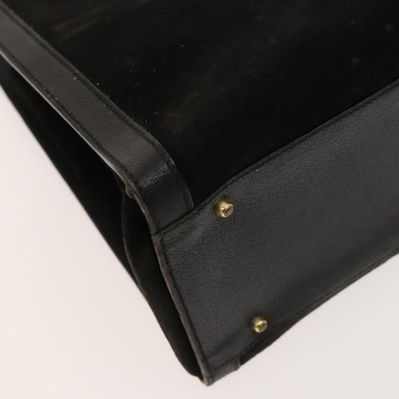 GUCCI Bamboo Hand Bag Suede Black Gold Auth mr1297