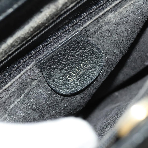 GUCCI Bamboo Hand Bag Suede Black Gold Auth mr1297