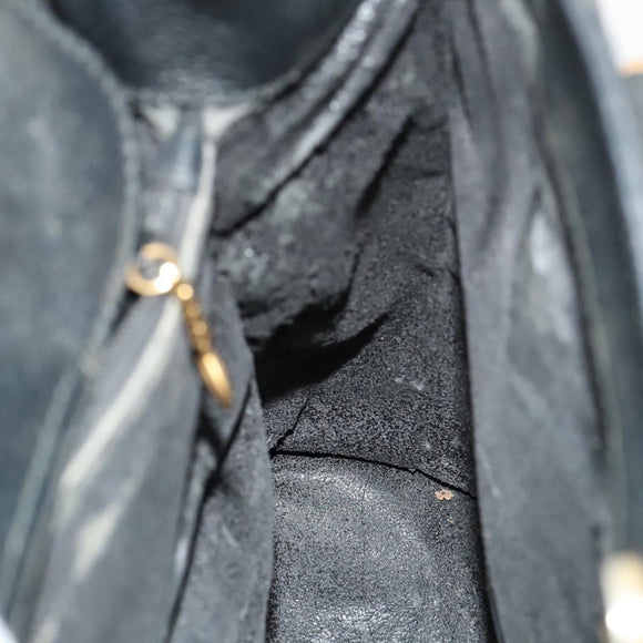 GUCCI Bamboo Hand Bag Suede Black Gold Auth mr1297