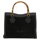 GUCCI Bamboo Hand Bag Suede Black Gold Auth mr1297-13