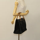 GUCCI Bamboo Hand Bag Suede Black Gold Auth mr1297-20