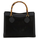 GUCCI Bamboo Hand Bag Suede Black Gold Auth mr1297-2