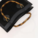GUCCI Bamboo Hand Bag Suede Black Gold Auth mr1297-6