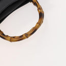 GUCCI Bamboo Hand Bag Suede Black Gold Auth mr1297-7