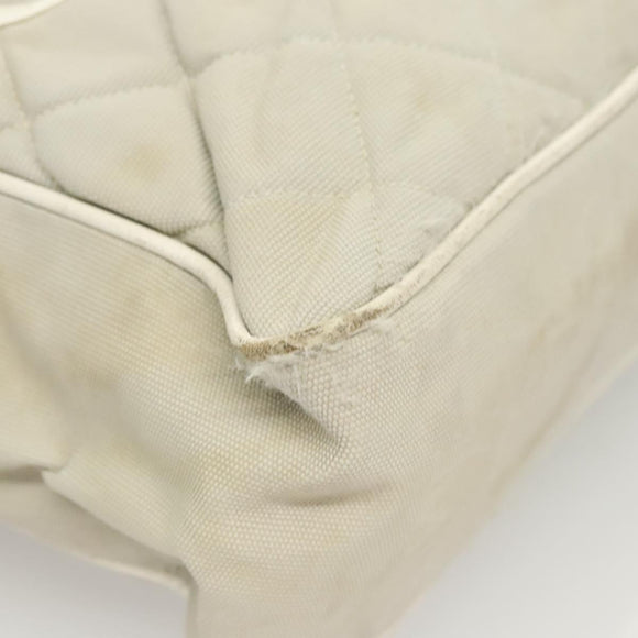 CHANEL Shoulder Bag Canvas Gray Silver CC Auth mr1301