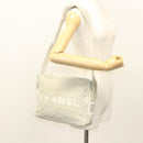 CHANEL Shoulder Bag Canvas Gray Silver CC Auth mr1301-23