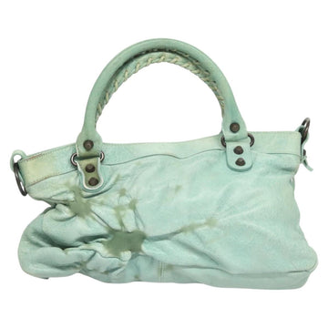 BALENCIAGA City Hand Bag Leather Green Auth mr1307 - 0