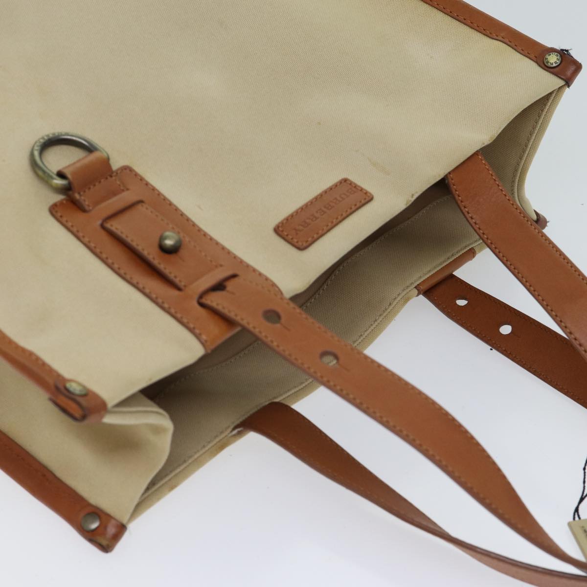 BURBERRY Tote Bag Canvas Beige Auth mr131