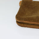 CELINE C Macadam Canvas Shoulder Bag Suede Brown Gold Auth mr1313-9