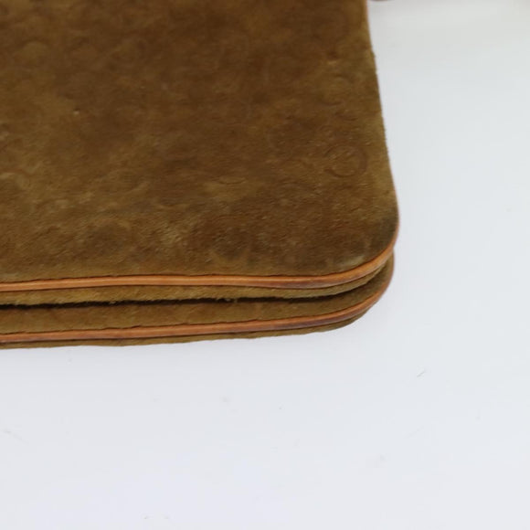 CELINE C Macadam Canvas Shoulder Bag Suede Brown Gold Auth mr1313