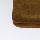 CELINE C Macadam Canvas Shoulder Bag Suede Brown Gold Auth mr1313-15