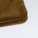 CELINE C Macadam Canvas Shoulder Bag Suede Brown Gold Auth mr1313-16