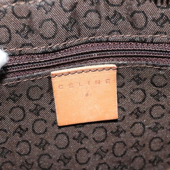CELINE C Macadam Canvas Shoulder Bag Suede Brown Gold Auth mr1313