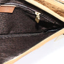 CELINE C Macadam Canvas Shoulder Bag Suede Brown Gold Auth mr1313-18