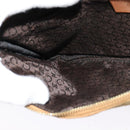 CELINE C Macadam Canvas Shoulder Bag Suede Brown Gold Auth mr1313-19