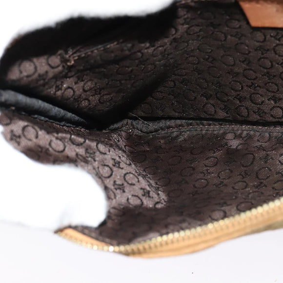 CELINE C Macadam Canvas Shoulder Bag Suede Brown Gold Auth mr1313