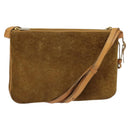 CELINE C Macadam Canvas Shoulder Bag Suede Brown Gold Auth mr1313-1